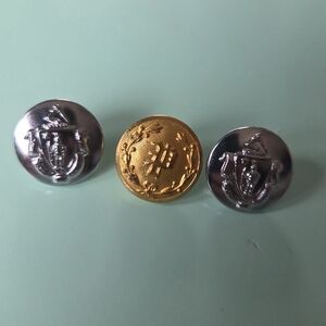 Vintage Waterbury Uniform Buttons Lot of 3 Massachusetts State Seal & “P” Police